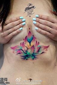 modello del tatuaggio del loto dell'acquerello petto
