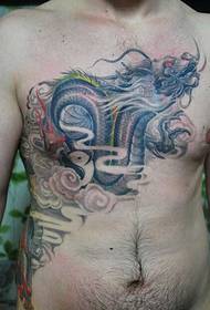 male waist chest good-looking Panlong tattoo