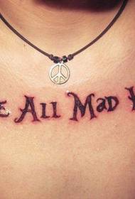 chest English character tattoo pattern picture