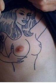 Erkek göğüs süper mükemmel çıplak kadın dövme deseni resim