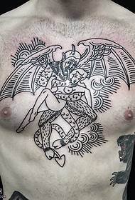Bröststick linje Bat tatuering mönster