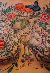 Exquisit patró de tatuatge de papallones de flors de plantes