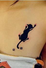 lány mellkas szép aranyos cica tetoválás kép kép