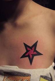 胸部个性五角星纹身图案图片