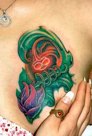 girl chest color totem tattoo pattern picture
