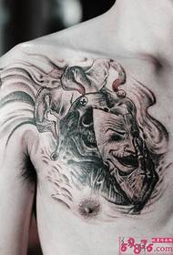 skull clown mask ໜ້າ ເອິກທີ່ ໜ້າ ປະດິດຮູບ tattoo