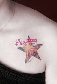 estrela estrelada criativa clavícula tatuagem imagem 56101-beleza pinça no peito sexy tatuagem imagem