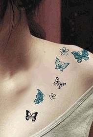 meisie nek kleur vlinder sexy tatoeëring