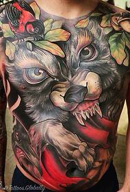 disegno del tatuaggio dell'orso nero dipinto sul petto