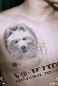 Sevimli küçük beyaz köpek dövme deseni