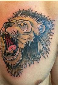 fashion chest personality lion tattoo pattern picture