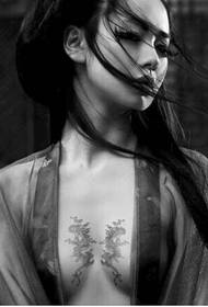 ancient sexy beauty chest beautiful flower vine tattoo picture