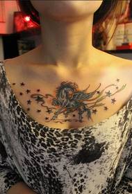 Tianma модел на татуировка на гърдите 54618-сандък с красота с фигура на татуировка с лък