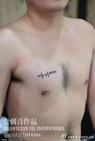 banguotos linijos tatuiruotės modelis ant krūtinės