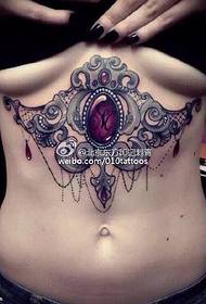 Under the chest lotus tattoo pattern