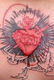 srce prsnog koša europski i američki uzorak tetovaža