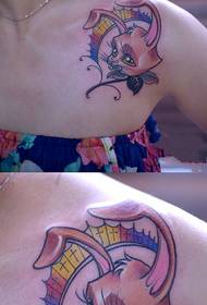persoonlijkheid konijn bloem sleutelbeen mode tattoo foto