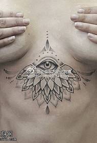 disegno del tatuaggio occhio di loto sotto il petto