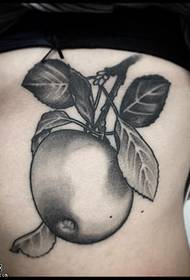 black gray apple tattoo pattern under the chest