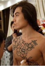 довге волосся красивий брат грудей півонія квітка малюнок татуювання квітка