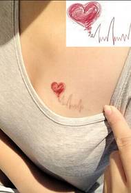 تخطيط القلب صورة الوشم مع نمط الحب الأحمر