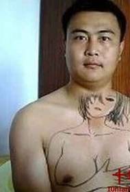 dada laki-laki indah sederhana gambar potret wanita tato