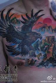 Гръдна орел летящ страхотен стенен залез татуировка модел