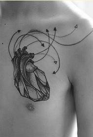 modes vīriešu krūtīs personības sirds tetovējuma modeļa attēls
