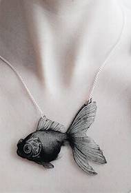 beauty chest realistic pink goldfish tattoo pattern