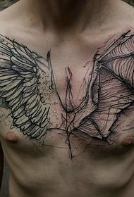 tatuaggio totem bianco e nero di personalità e cool petto