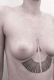 the fan-shaped tattoo pattern of the chest