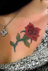chest love rose fashion tattoo