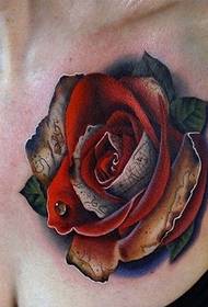 красота гърдите цвят роза татуировка