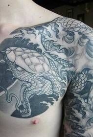 new popular black and white half-length tattoo pattern encyclopedia picture