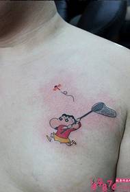 गोंडस क्रेयॉन छोट्या छोट्या छातीत टॅटू चित्रे पकडतात