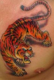 boys chest domineering color spotted tiger tattoo pattern picture