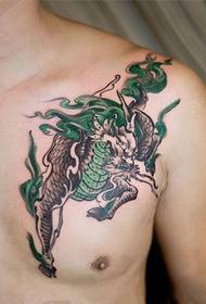 Férfi mellkasi klasszikus kirin istenek tetoválás