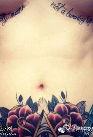Patrón de tatuaje de flor inglesa de punción torácica