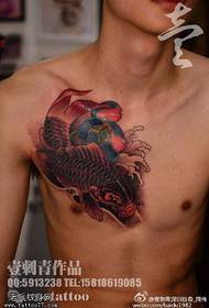 classic blue lotus koi tattoo pattern
