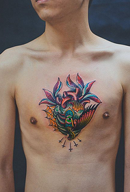 man chest personality heart eye creative tattoo