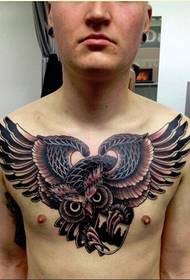modni muški prednji prsni koš dominirajuća sova tetovaža