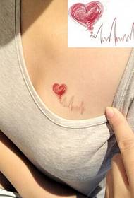 beauty boarst sexy ienfâldige ôfbylding fan EKG-tattoo