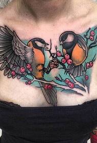 sexy female chest fashion color bird tattoo