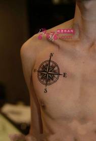personal compass male chest tattoo picture