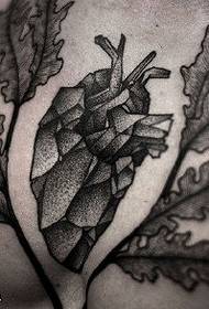 чорний сірий серце листя татуювання візерунок