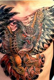 tatuaggio di gufo prepotente moda petto maschile di personalità