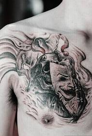 kiume kifua utu mask mfano wa tatu picha ya tattoo picha