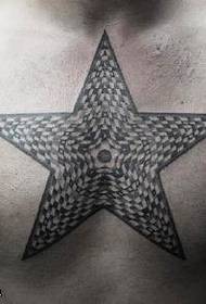 disegno del tatuaggio a stella a cinque punte tridimensionale sul petto