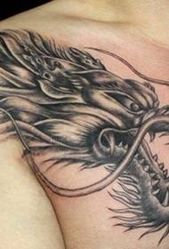 классическая властная татуировка дракона 55579 - тату на груди 55580 - тату на груди волка