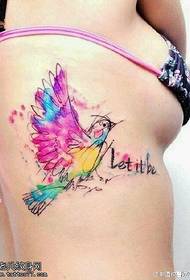 watercolor bird tattoo pattern